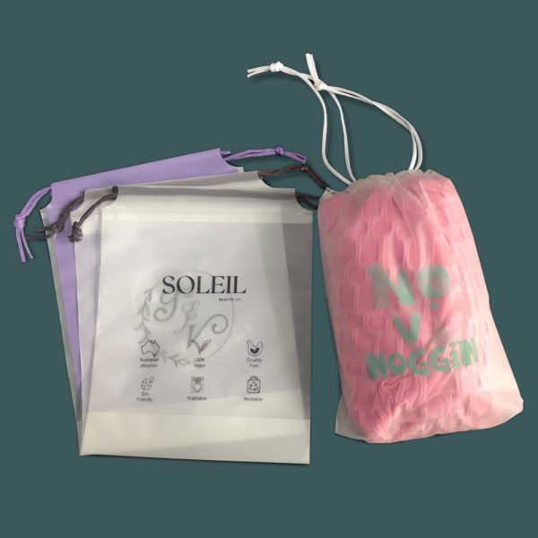 custom plastic drawstring bags