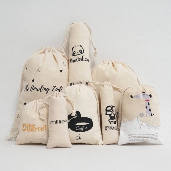 custom printed cotton drawstring bags