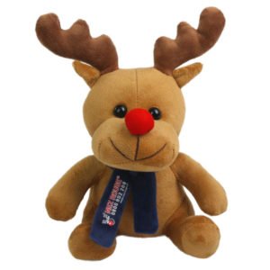 stuffed animals with company logo