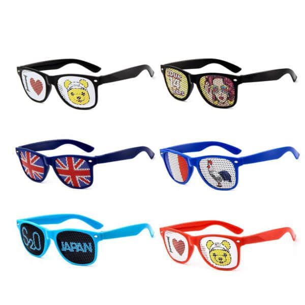 sunglasses with logo on lens