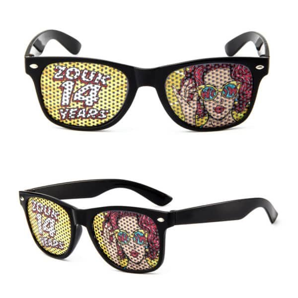 sunglasses with logo on lens