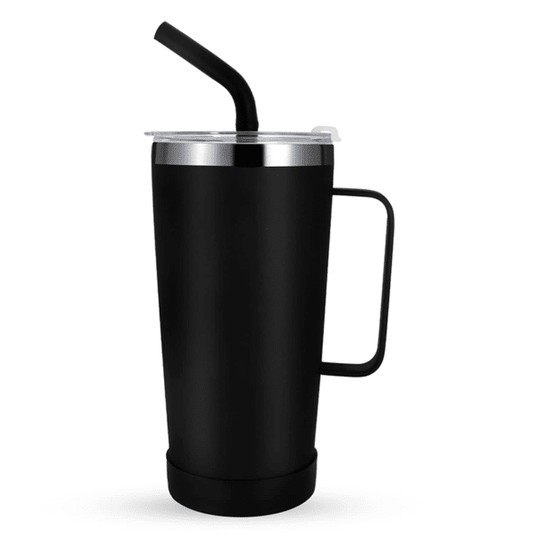 insulated tumbler with straw and handle