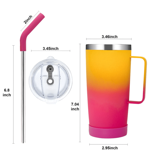 insulated tumbler with straw and handle