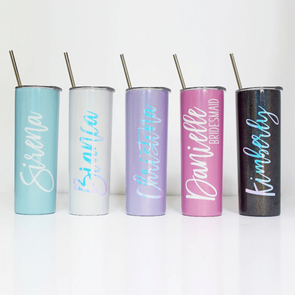 personalized stainless steel tumbler with straw