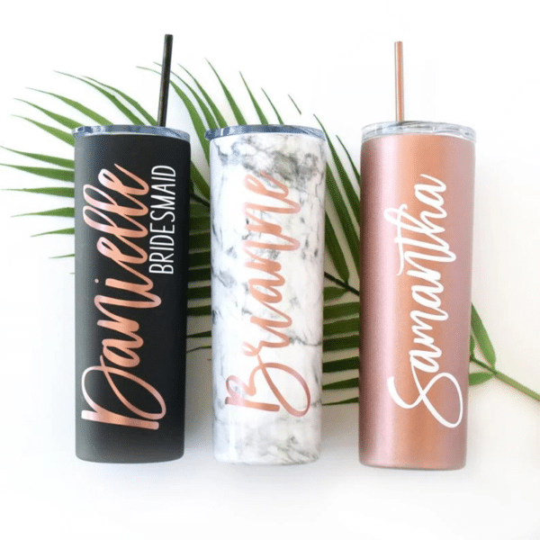 personalized stainless steel tumbler with straw