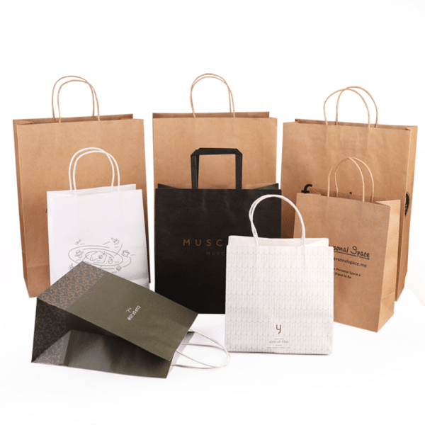 printed brown paper bags
