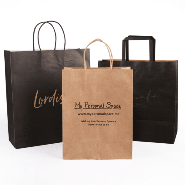 printed brown paper bags