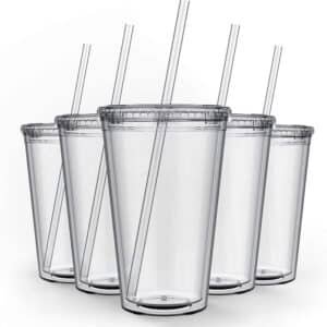 clear acrylic cups with lids and straws wholesale