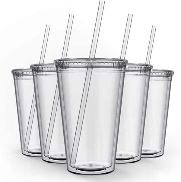 clear acrylic cups with lids and straws wholesale