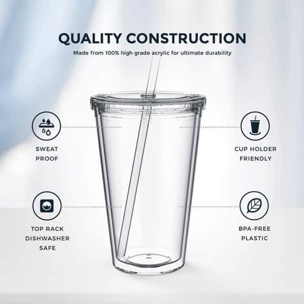 clear acrylic cups with lids and straws wholesale