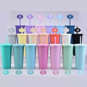 custom plastic cups with lids and straws