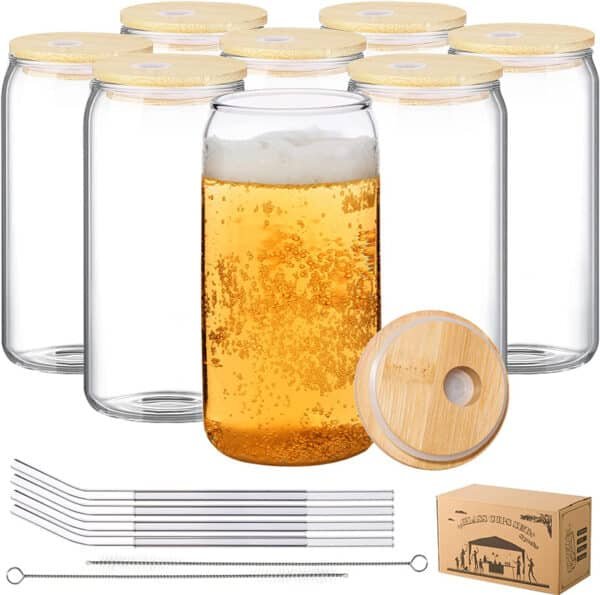 glass cups with lids and straws wholesale