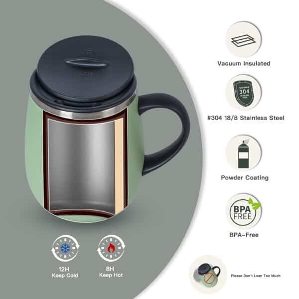 16 oz insulated coffee mug with handle