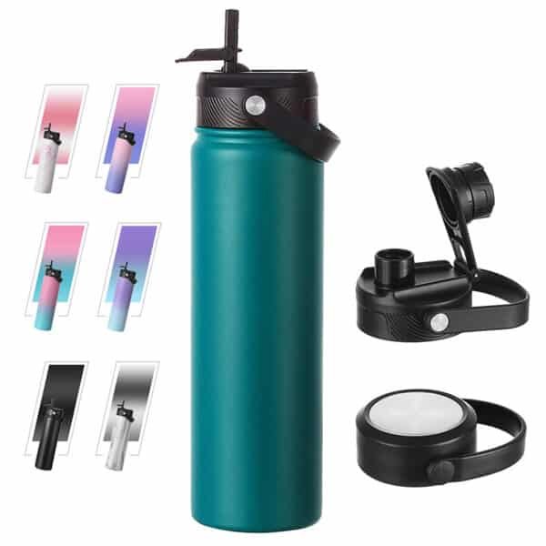 24 oz stainless steel water bottle with straw