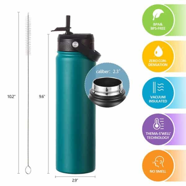 24 oz stainless steel water bottle with straw