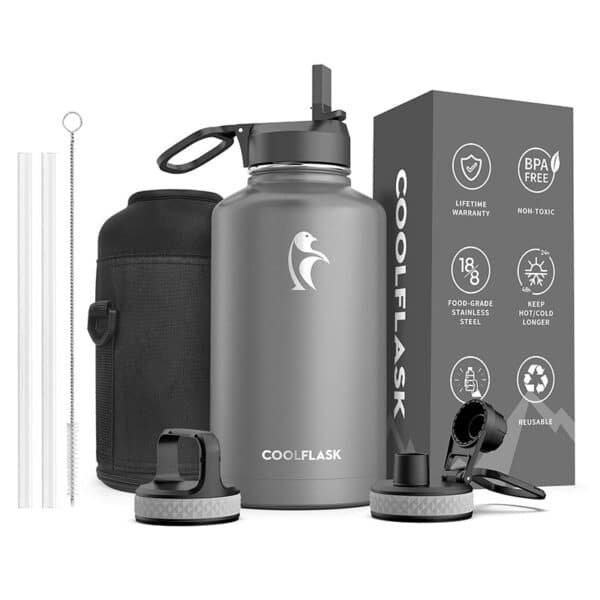 64 oz stainless steel water bottle with straw