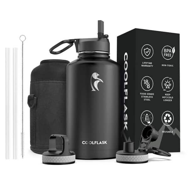 64 oz stainless steel water bottle with straw