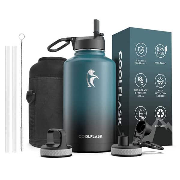 64 oz stainless steel water bottle with straw