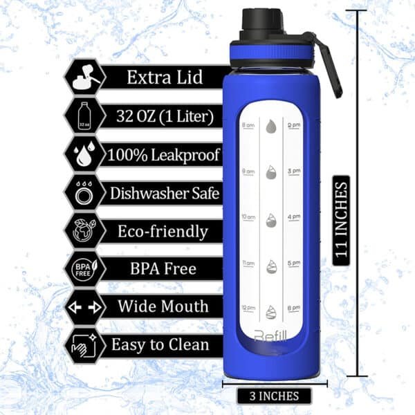 blue glass water bottles