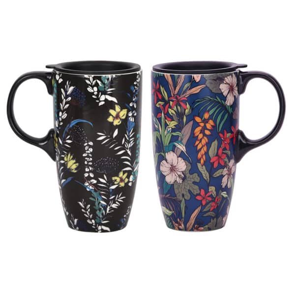 ceramic mug with lid and handle