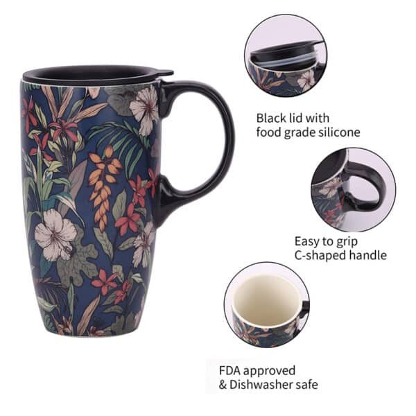 ceramic mug with lid and handle