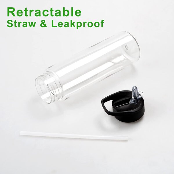 clear water bottle with straw