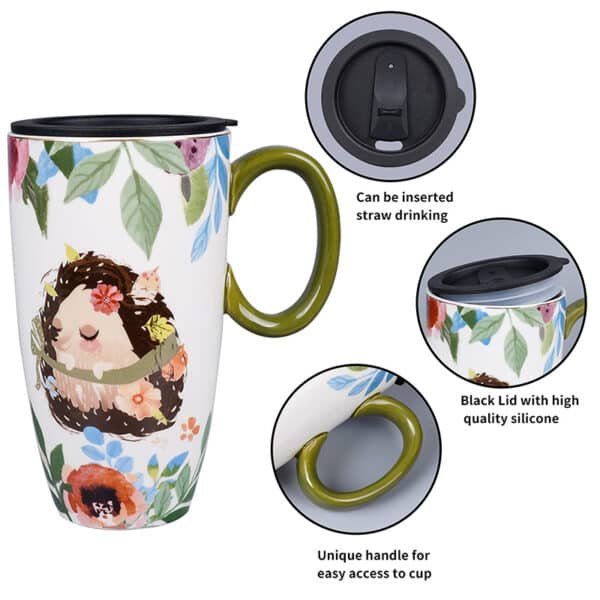 large ceramic mug with lid