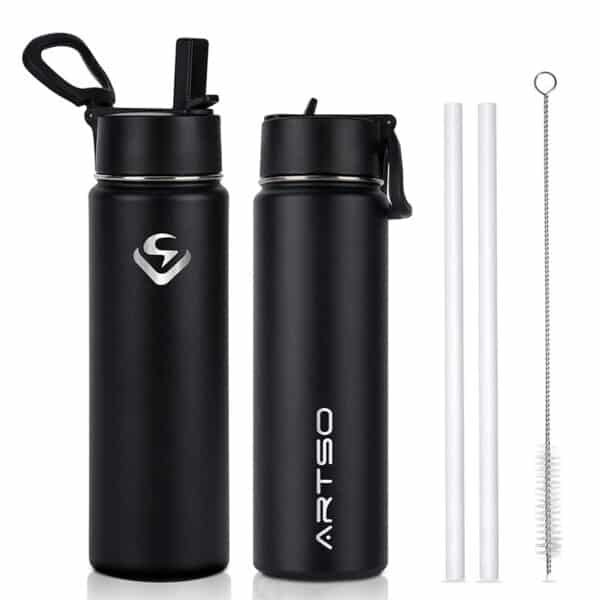metal water bottles with straw