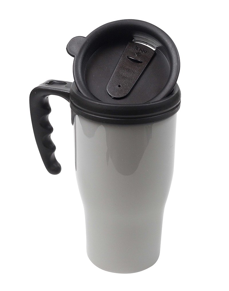 plastic travel mug with handle and lid
