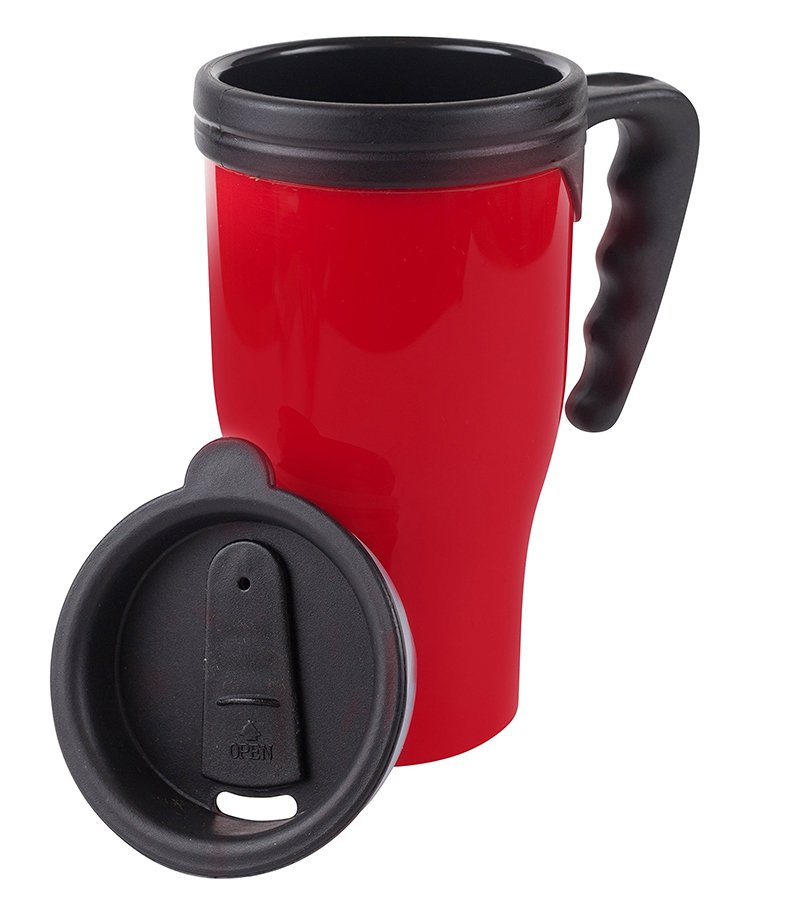 plastic travel mug with handle and lid