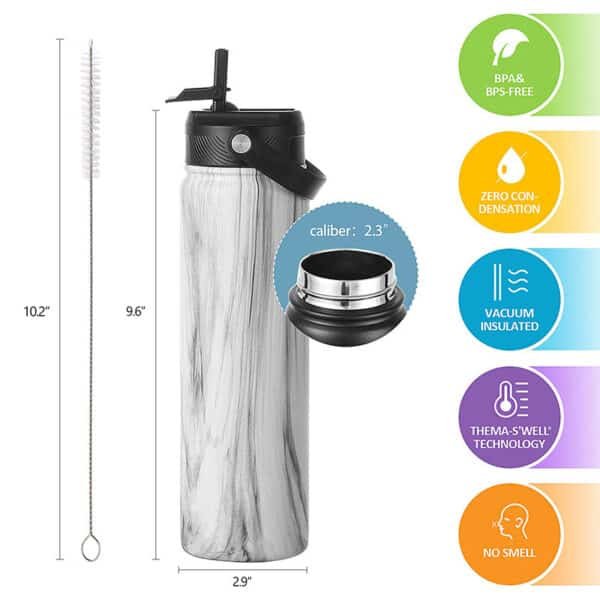 stainless steel water bottle with straw