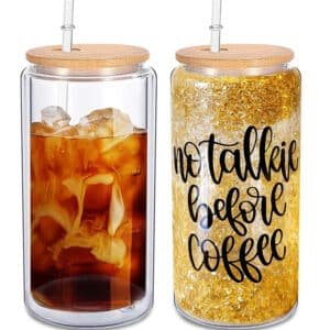 sublimation beer can glass with bamboo lid