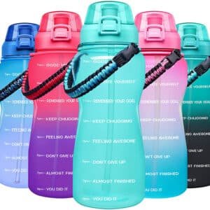 water bottle with straw and handle