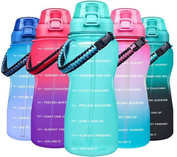 water bottle with straw and handle