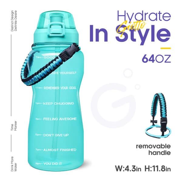 water bottle with straw and handle