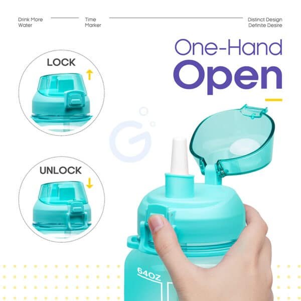 water bottle with straw and handle