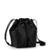 black leather drawstring backpack