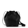 black leather drawstring backpack