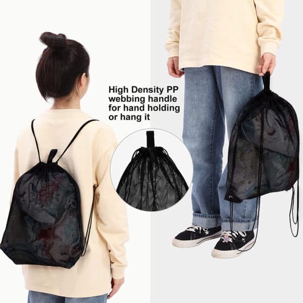 black mesh drawstring bag