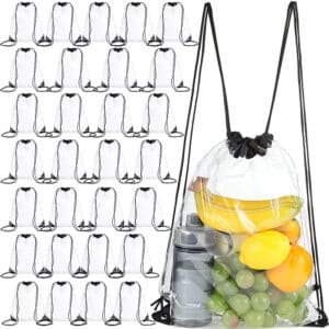 clear plastic drawstring bags