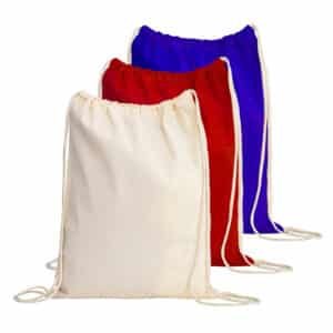 coloured cotton drawstring bags