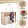 jute tote bag with canvas pocket