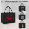 jute tote bag with canvas pocket