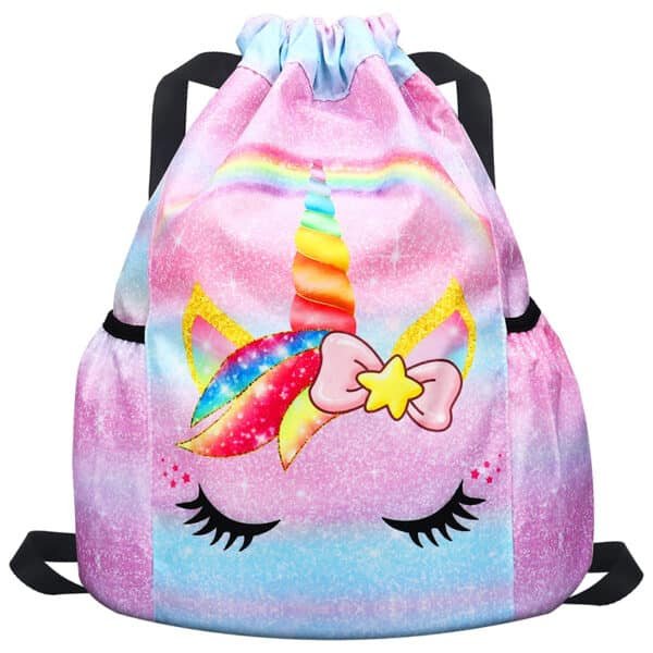 personalised unicorn drawstring bag