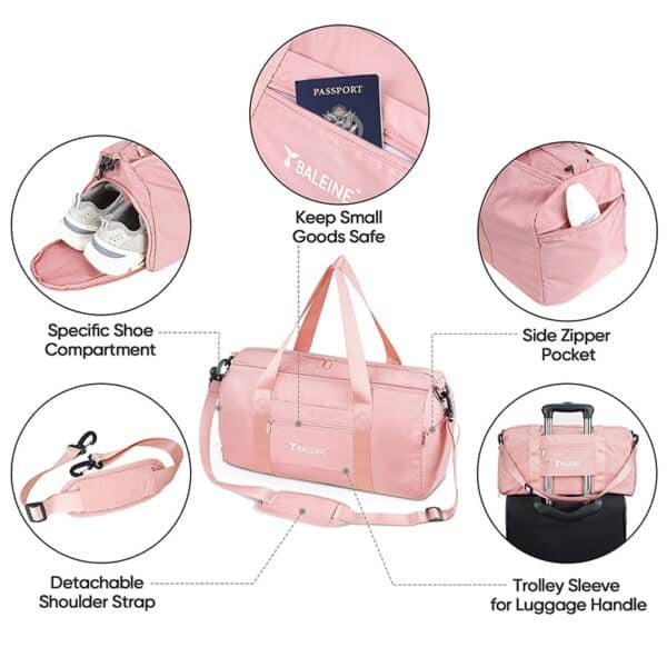 pink travel duffle bag