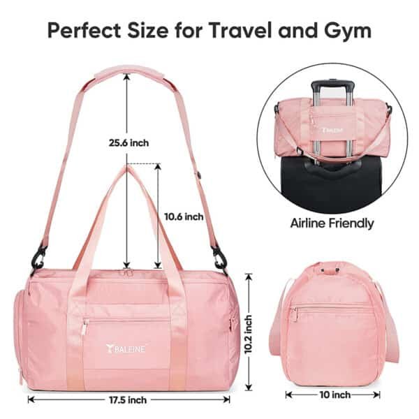 pink travel duffle bag