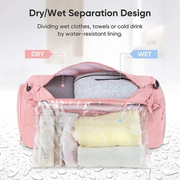 pink travel duffle bag