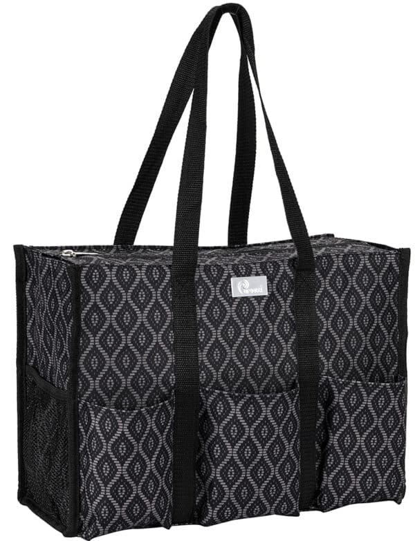 large tote bag with zipper and pockets