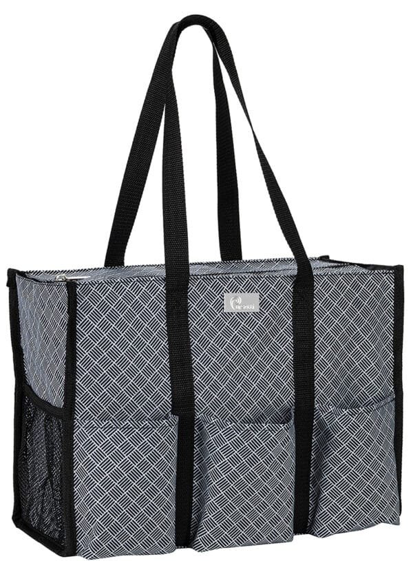 large tote bag with zipper and pockets