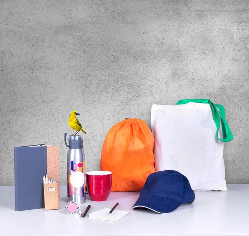 composition,of,different,promo,products,rich,colors, thermo,mug pens mug notebook cap notepaper backpack tote,bag